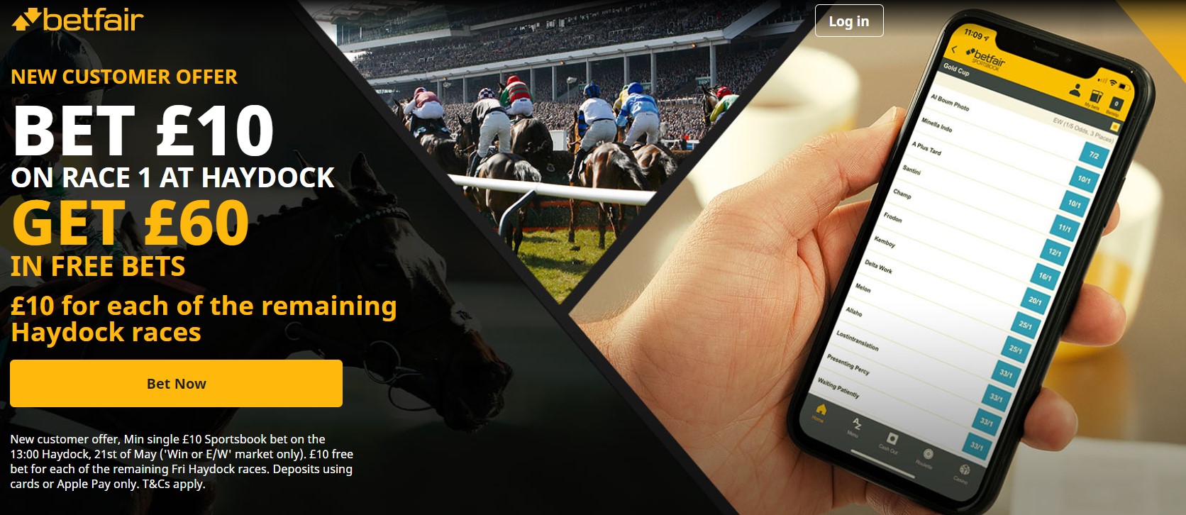 Betfair Offer Bet £10 Get £60 at Haydock on May 21st
